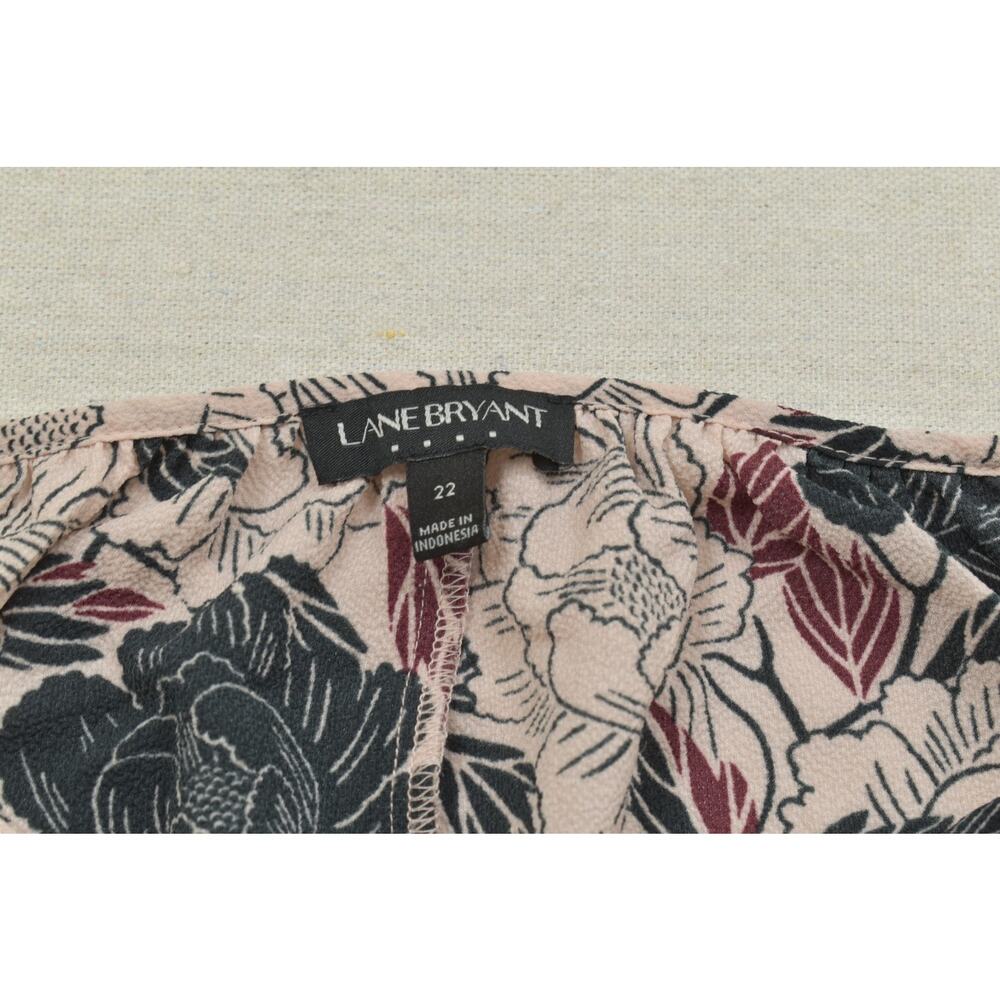 Lane Bryant Size 22 Sleeveless Floral Print V-Neck Blouse Tank Top Black Pink - Picture 6 of 8